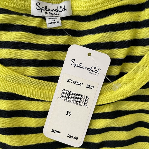 NWT Splendid French Stripe Ruffle Top, sz XS YELLOW - Picture 8 of 8